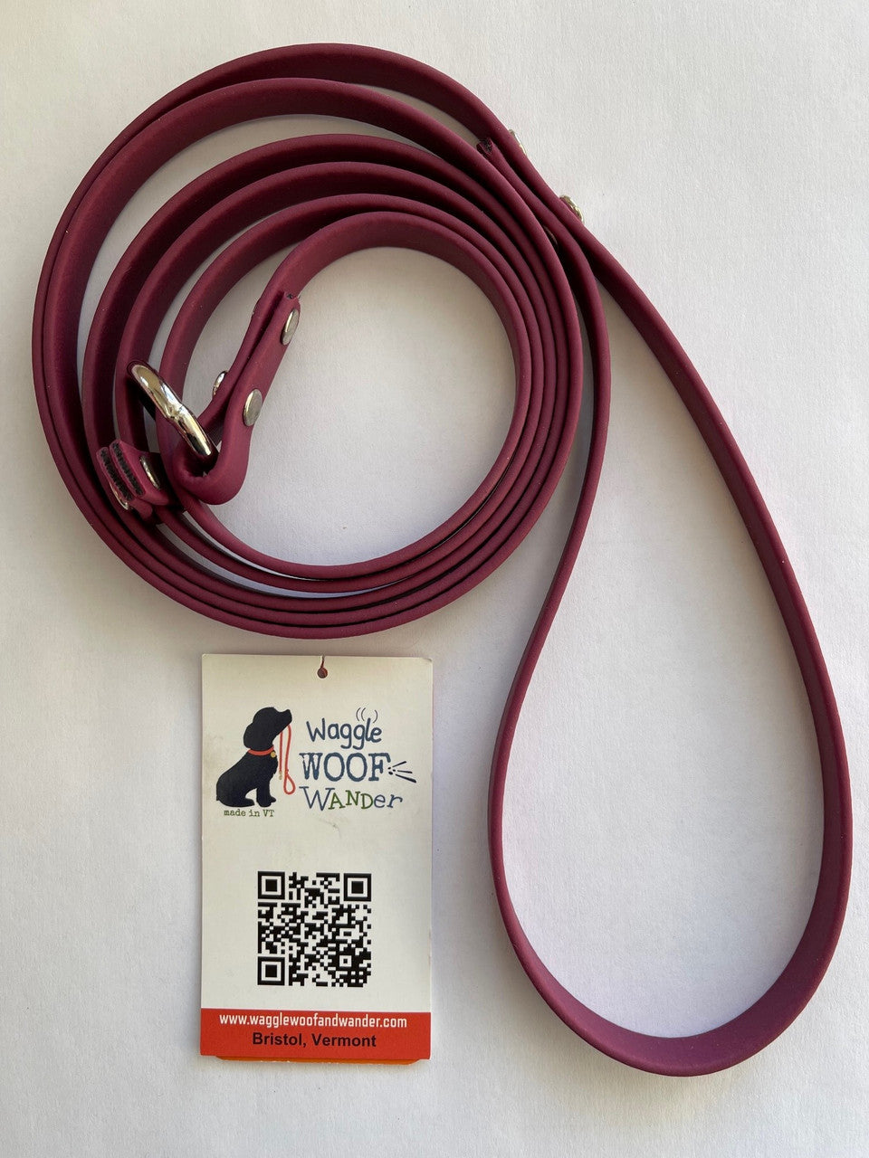 Waggle Woof & Wander Biothane Dog Slip Lead Wine 3/8 6' by Pet Food Warehouse