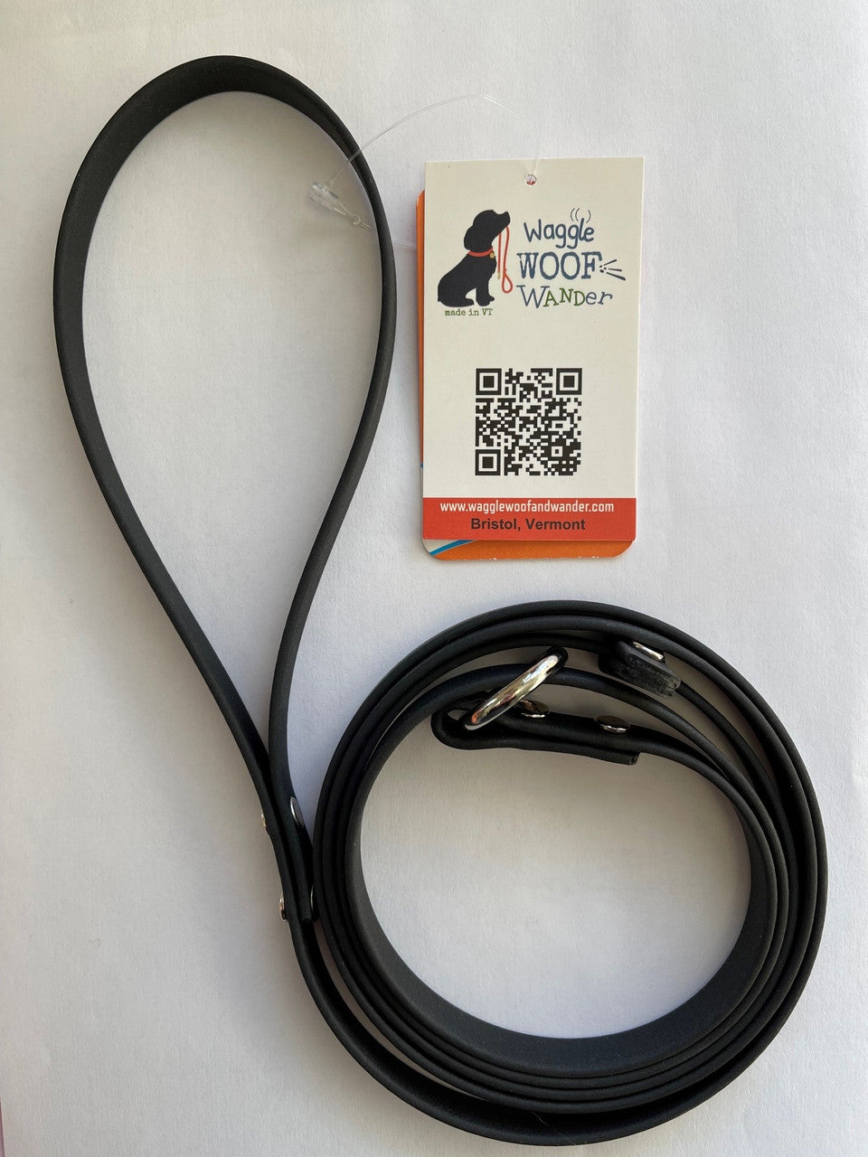 Waggle Woof & Wander Biothane Dog Slip Lead Black 1/2 6' by Pet Food Warehouse