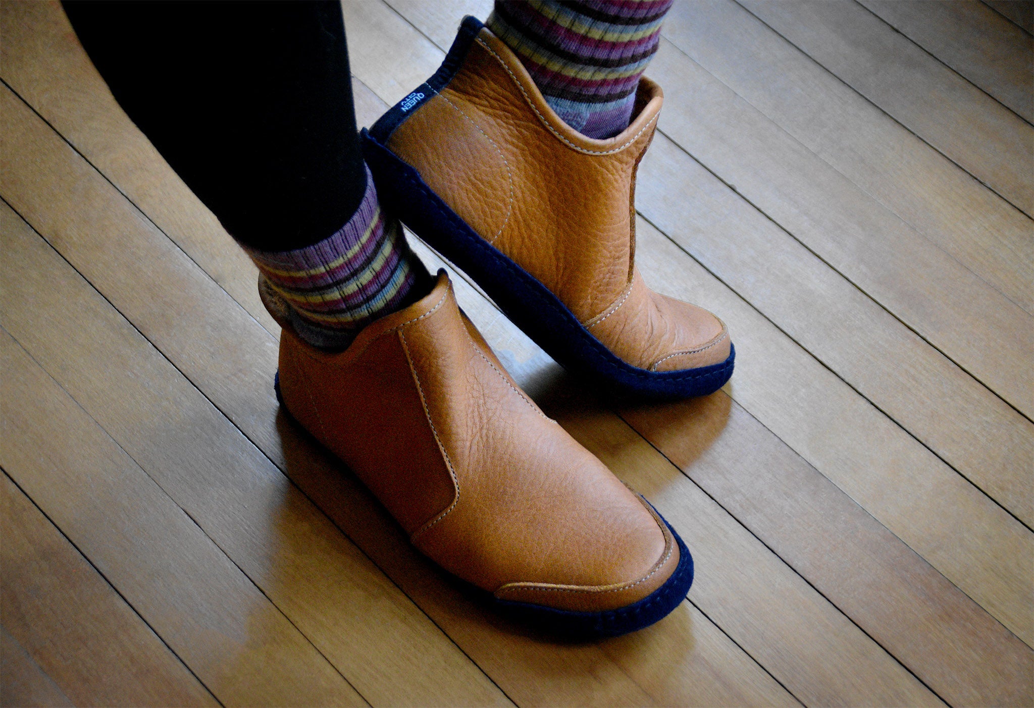 Vermont House Shoes®: Hi-Top - Tan by Queen City Footwear