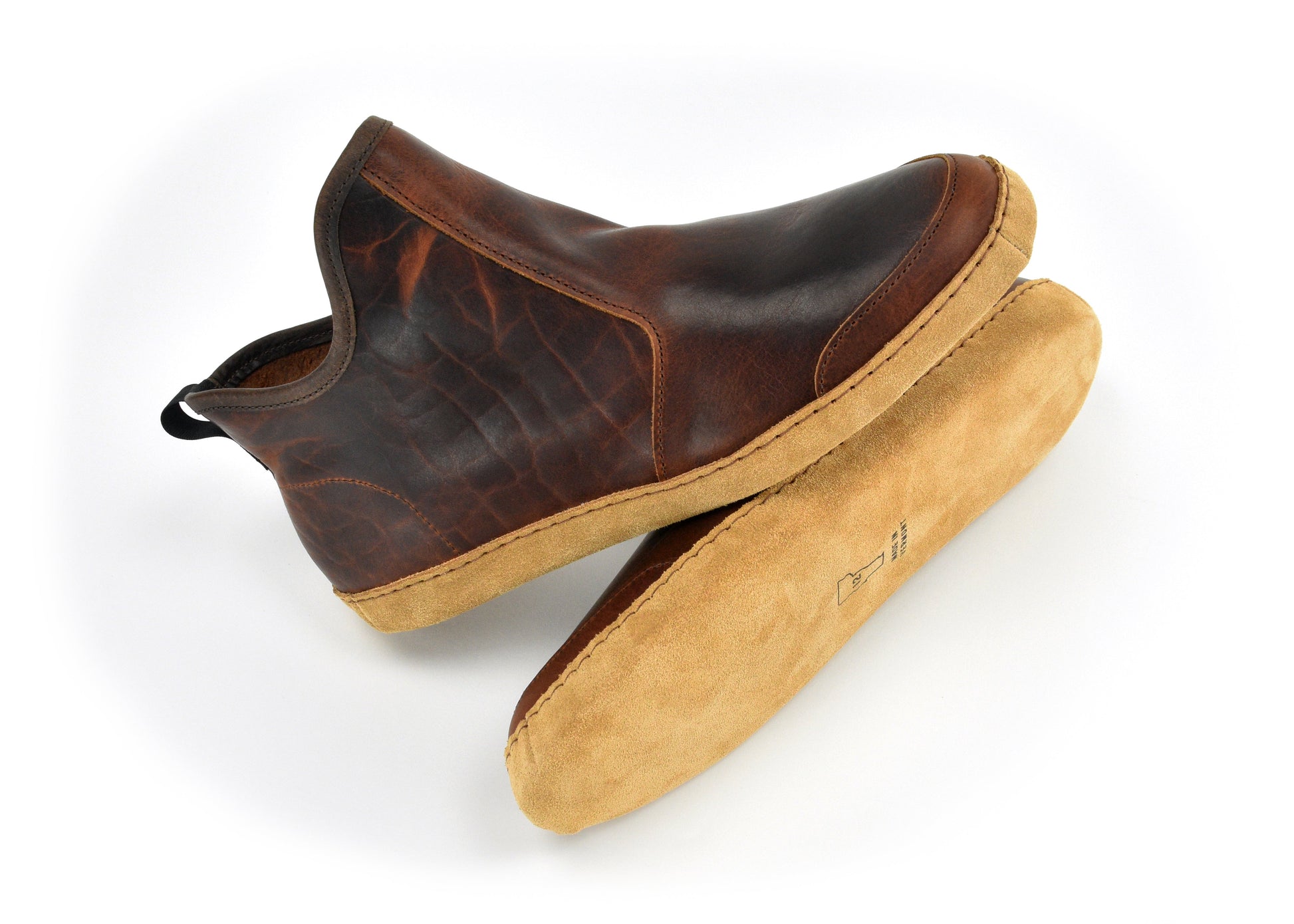 Vermont House Shoes®: Hi-Top - Tobacco Bison by Queen City Footwear