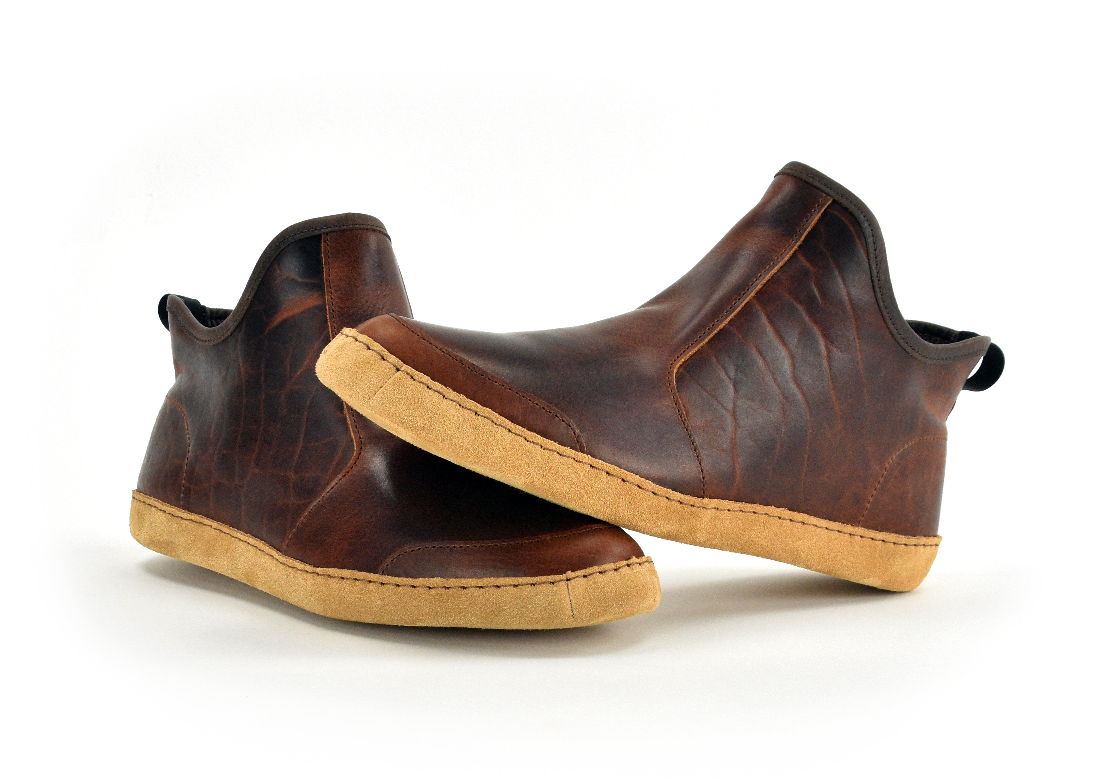 Vermont House Shoes®: Hi-Top - Tobacco Bison by Queen City Footwear