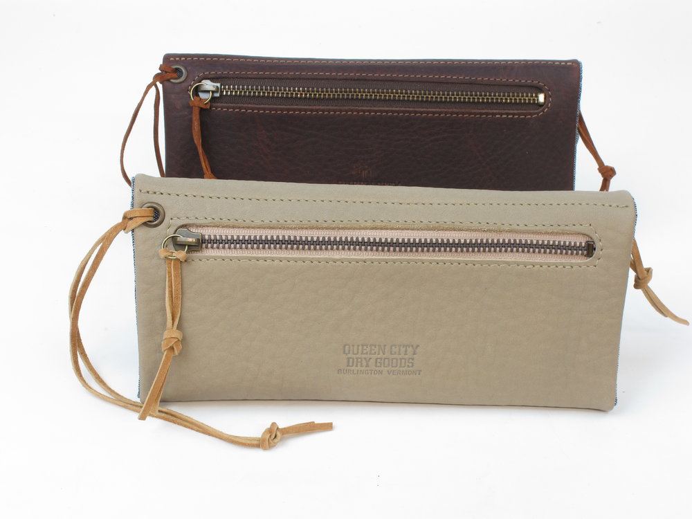 Women's Leather Trifold Clutch Wallet by Queen City Footwear