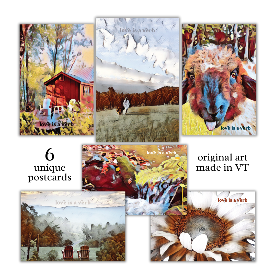 "Love is a Verb" Postcards by Do Love Collective