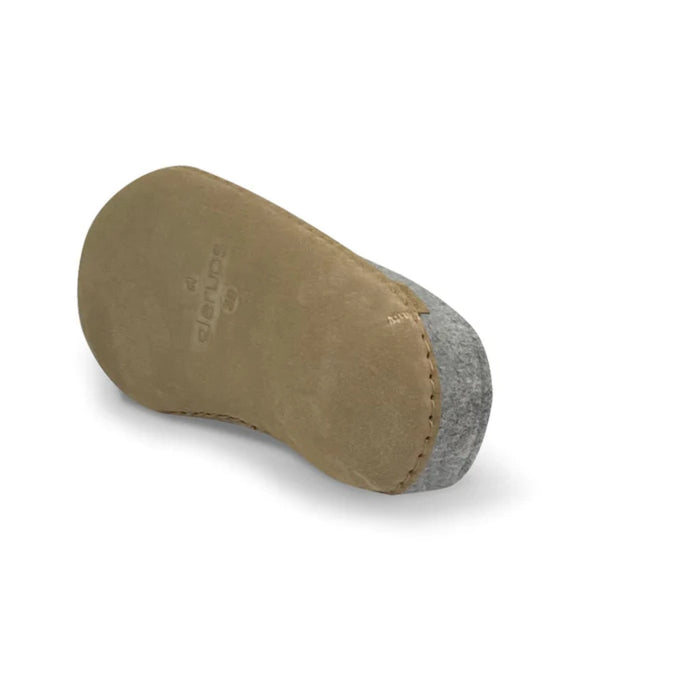 Glerups Slip On With Leather Sole Slipper - Grey Suede