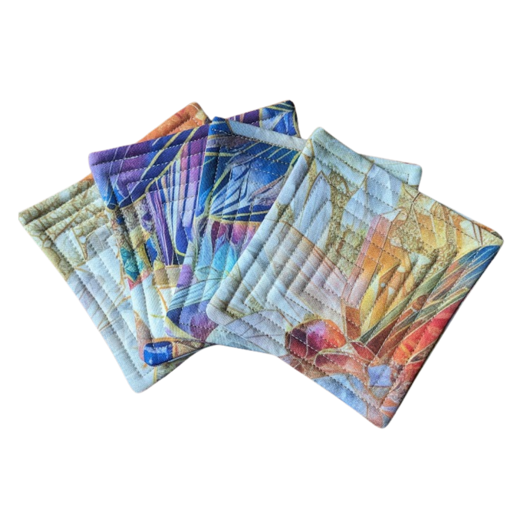 Rainbow Crystals Quilted Coasters
