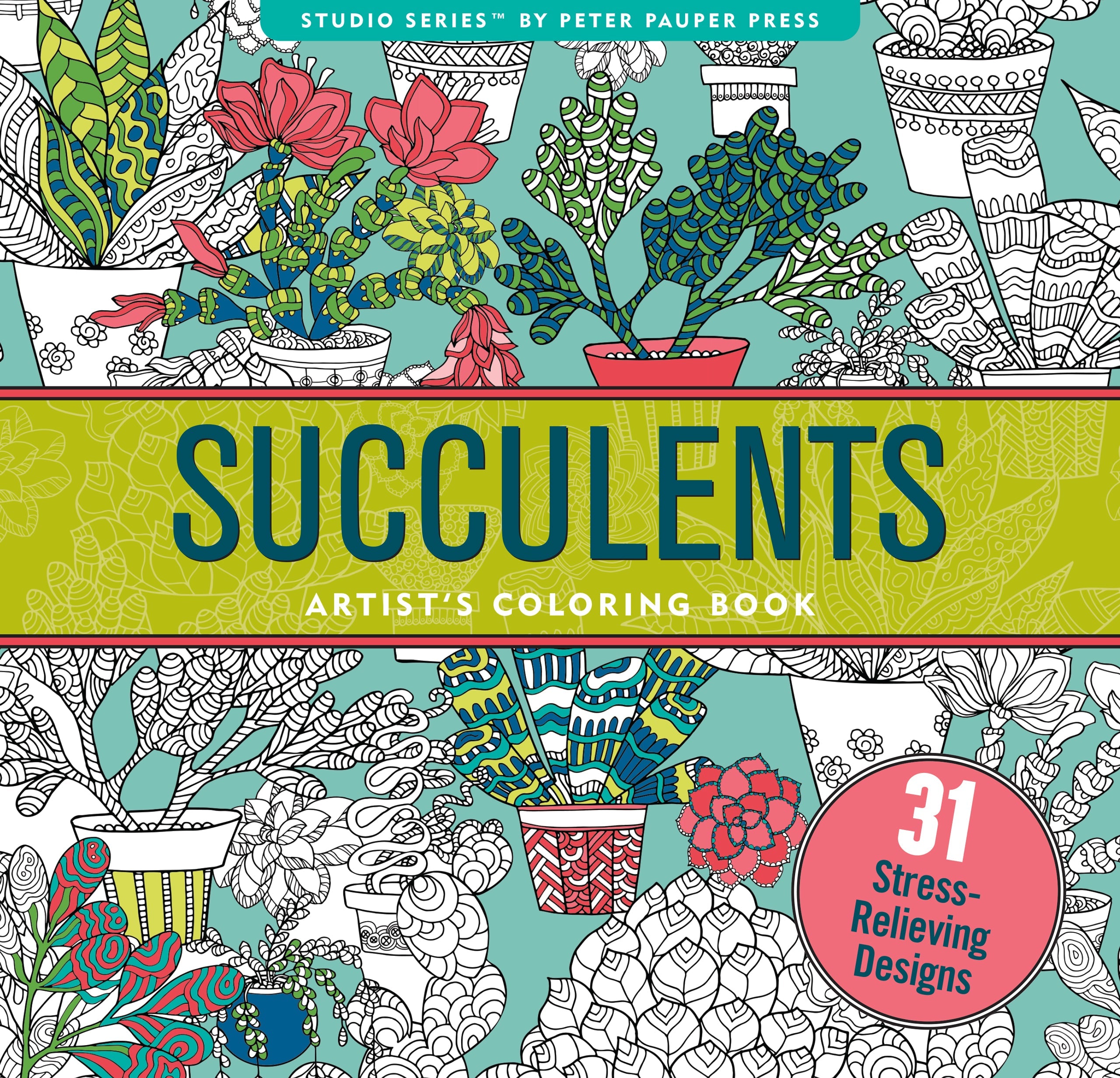 Artist's Adult Coloring Book Succulents by Homeportonline