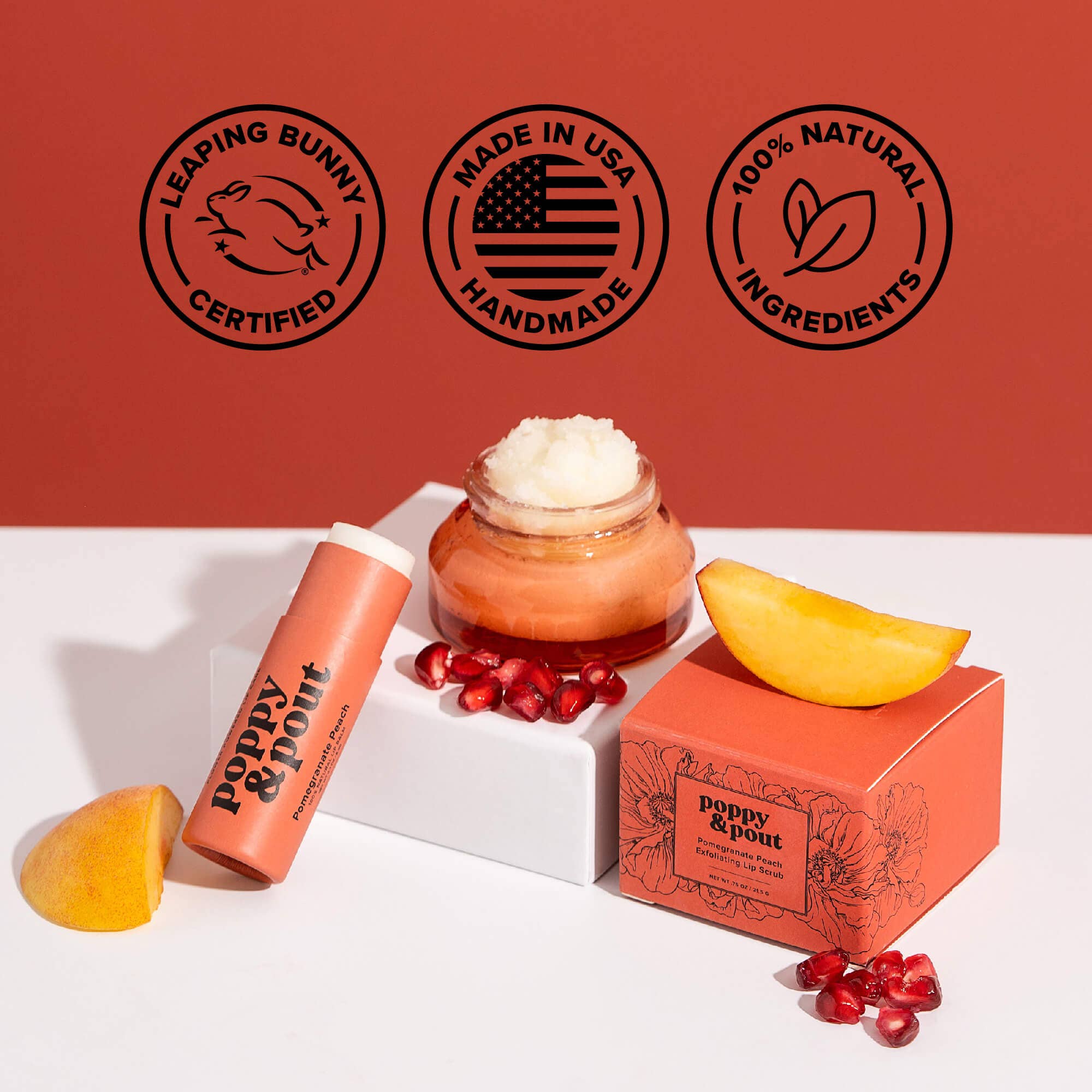 Poppy & Pout Lip Balm, Pomegranate Peach by Dear Lucy