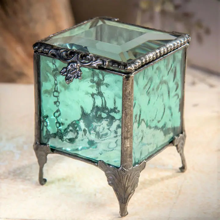 Turquoise Blue Stained Glass Jewelry Box