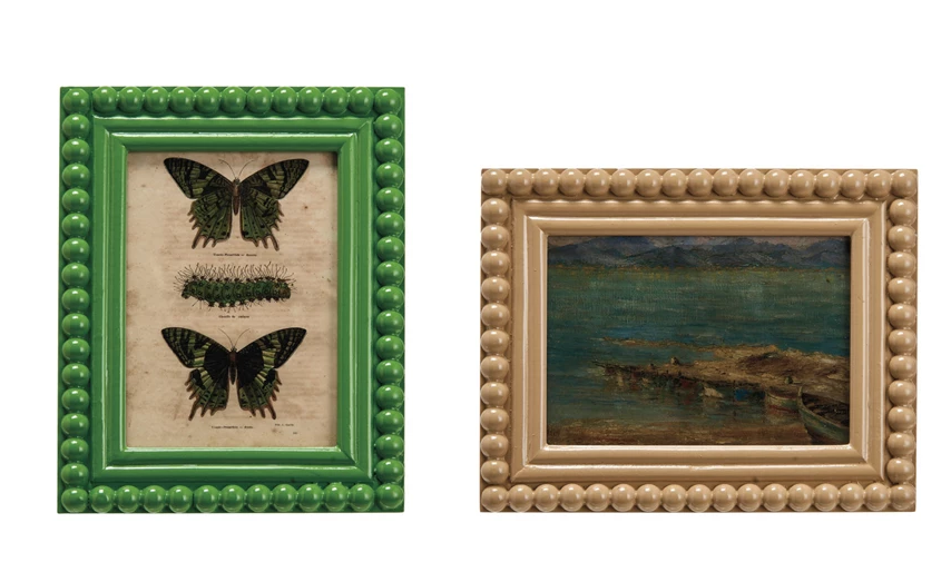 Frame Wood Hobnail Green or Ecru (Sold Individually) by Homeportonline