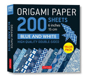 Origami Paper 200 sheets Blue and White Patterns 6