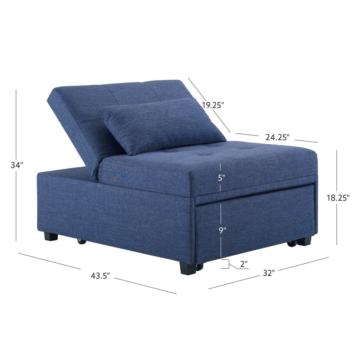 Dozer Sleeper Chair Blue by Homeportonline