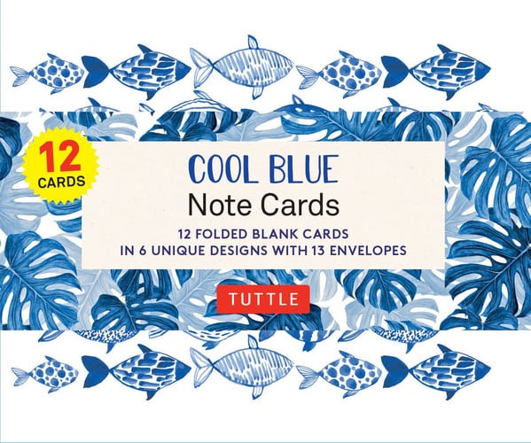 Cool Blue Note Cards - 12 Cards In 6 Designs With