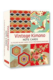 Vintage Kimono, 16 Note Cards 8 Illustrations from 1900's Vintage Japanese Kimono Fabrics (Blank Cards with Envelopes in a Keepsake Box)