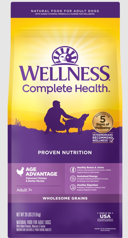 Wellness Complete Health Age Advantage Chicken & Barley Dog Food 26lb by Pet Food Warehouse