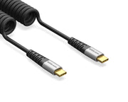 EZQuest Duraguard Coiled USB-C to USB-C Charge and Sync Cable 100W - 1.5 Meter - Black by Small Dog Electronics