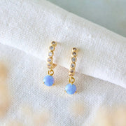 Mesa Blue Opal & Zircon Huggie Hoop Earrings by Harbour Thread