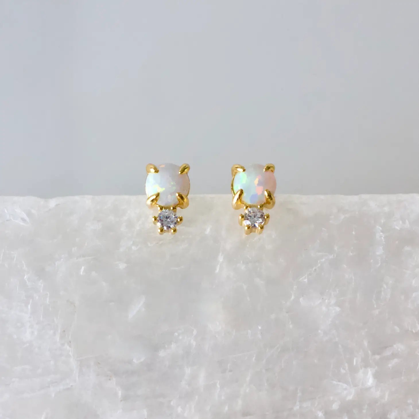 Mesa Blue Opal & CZ Earrings - Hypoallergenic by Harbour Thread