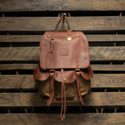 Will Leather Goods Lennon Canvas & Leather Backpack - Tobacco/Cognac by Harbour Thread