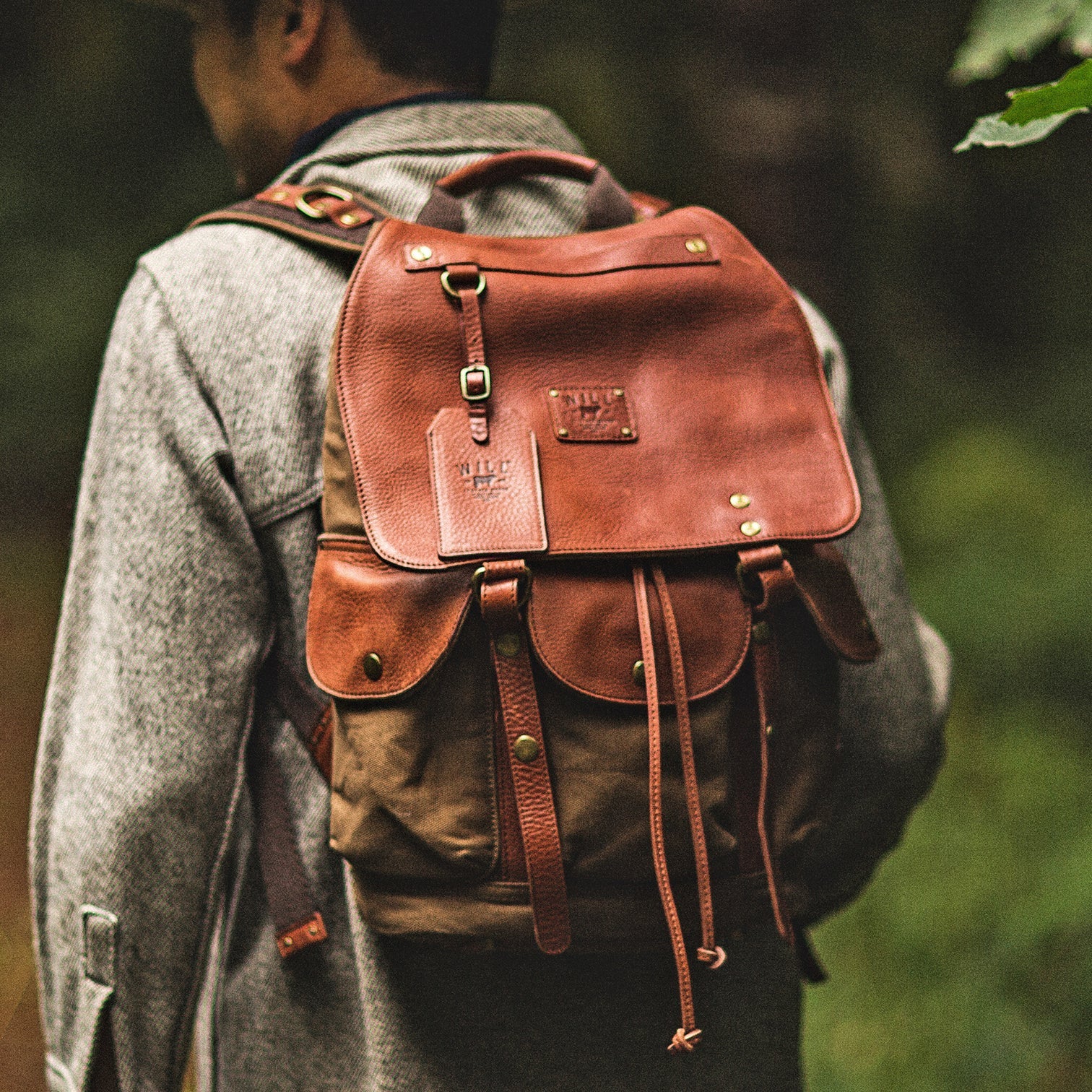 Will Leather Goods Lennon Canvas & Leather Backpack - Tobacco/Cognac by Harbour Thread