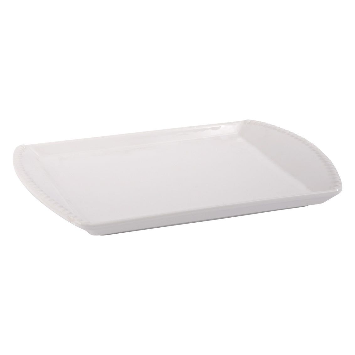 Pure White - 15in Rectangular Bean Edge Platter by Homeportonline