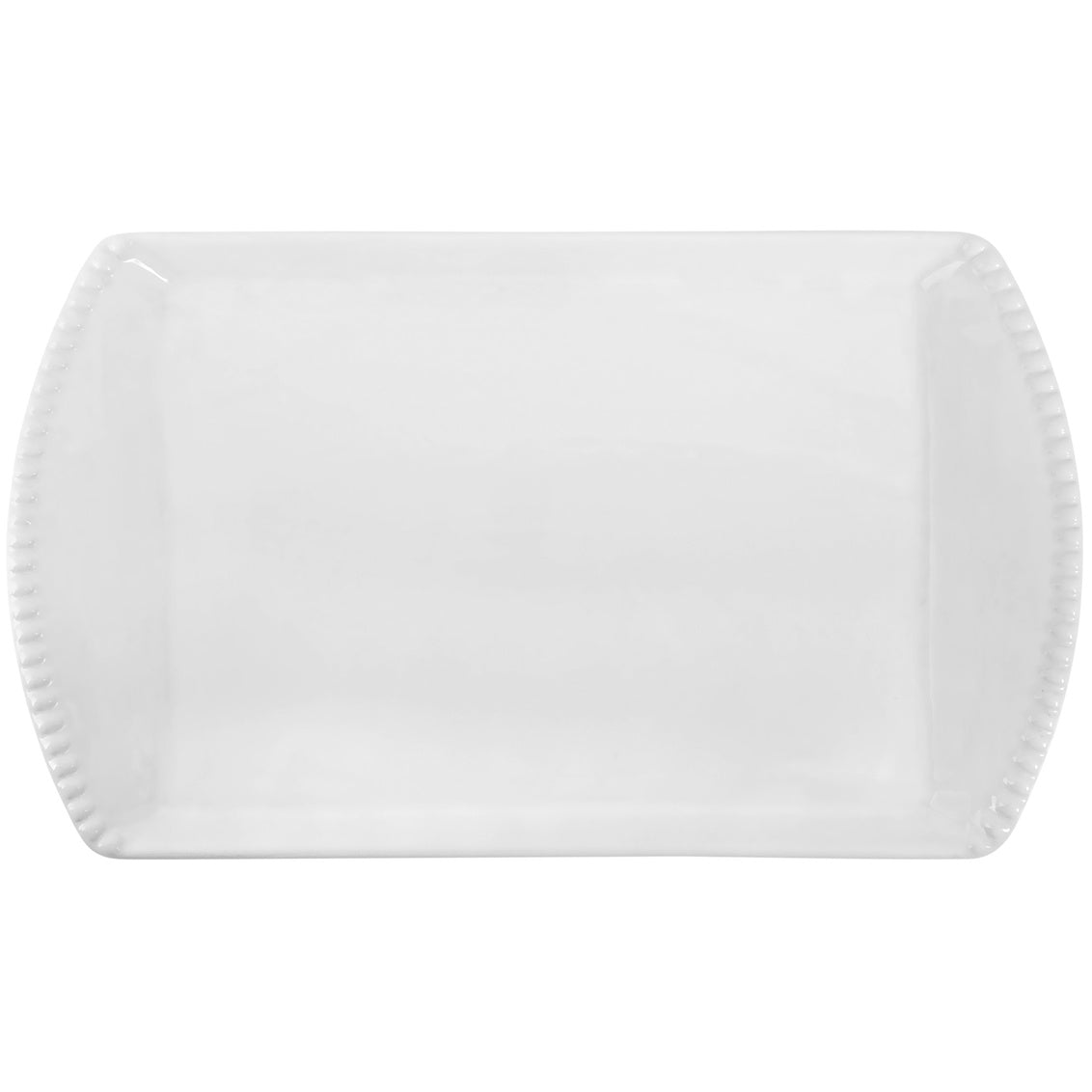 Pure White - 15in Rectangular Bean Edge Platter by Homeportonline