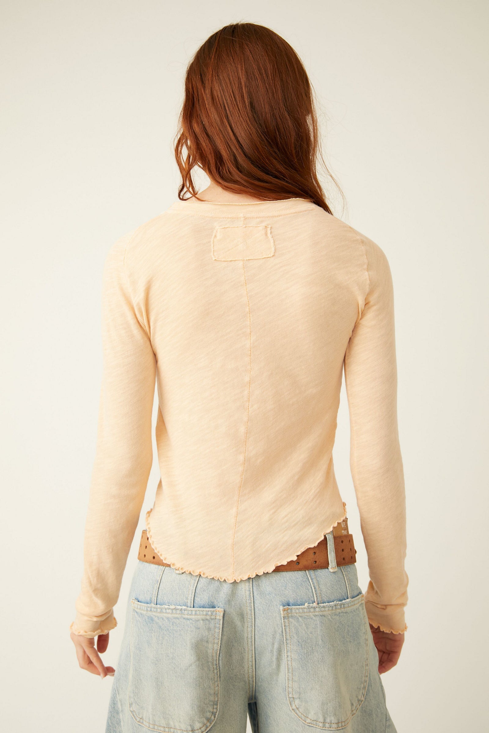 Free People Be My Baby Long Sleeve Tee - White Peach by Harbour Thread