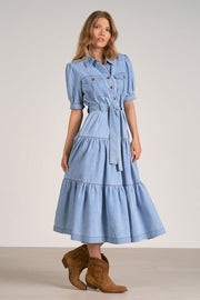 Alma Tiered Maxi Dress - Denim by Harbour Thread