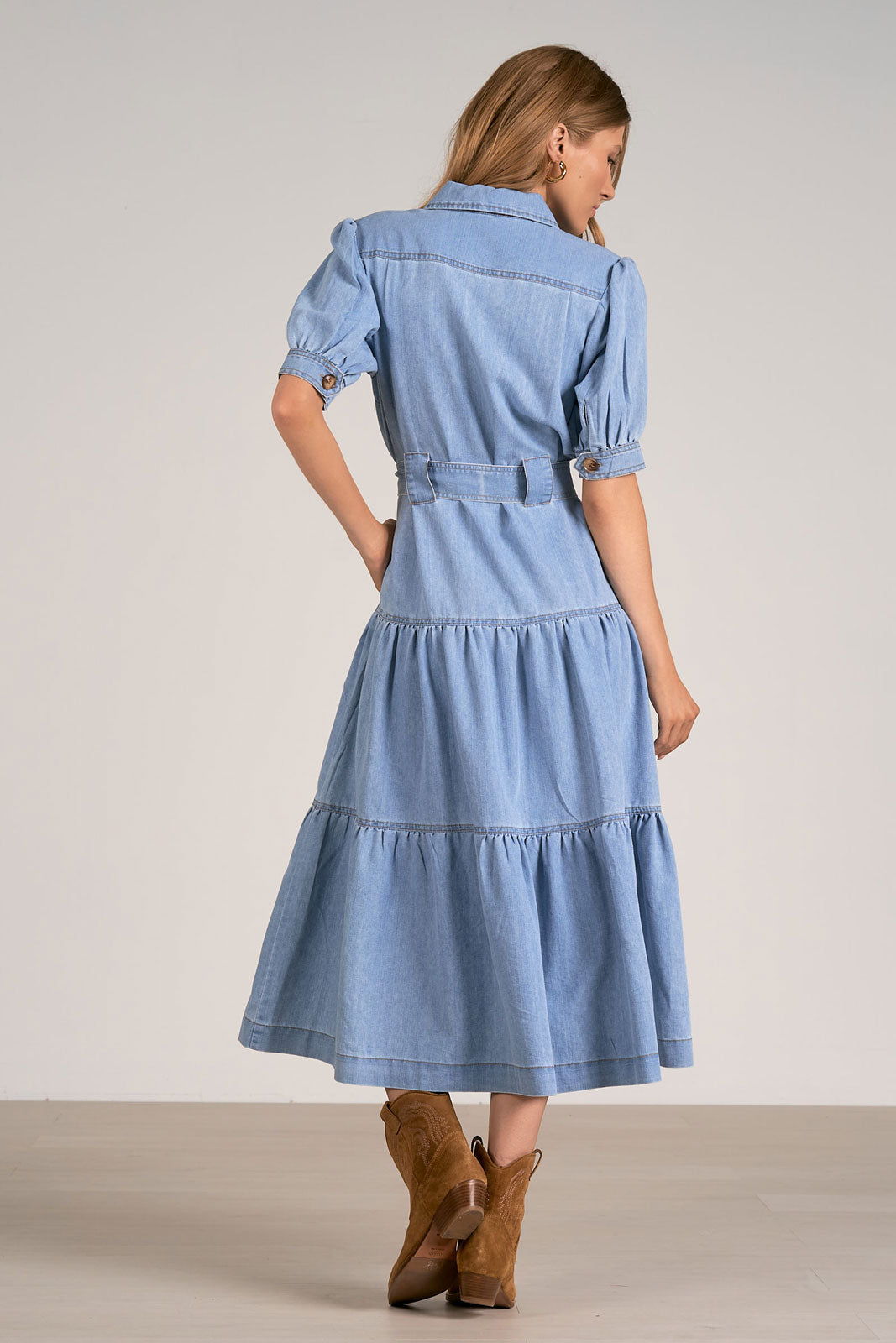 Alma Tiered Maxi Dress - Denim by Harbour Thread