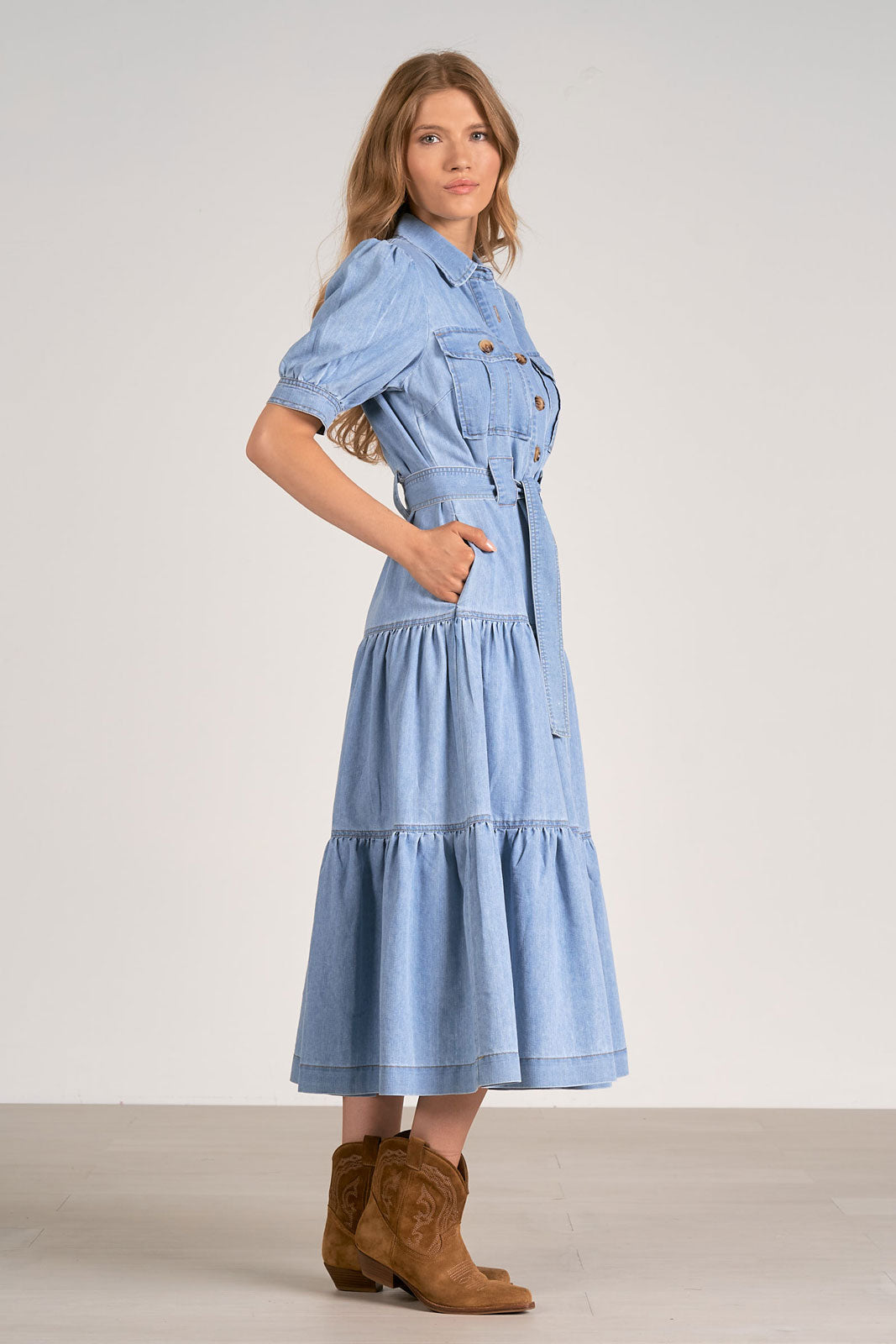 Alma Tiered Maxi Dress - Denim by Harbour Thread