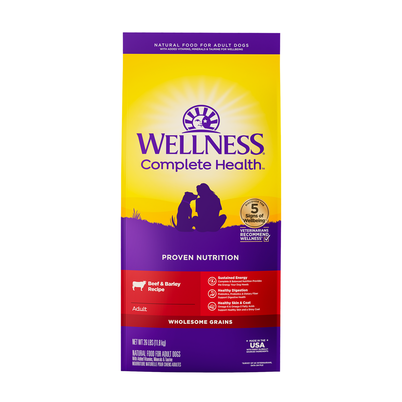 Wellness Complete Health Adult Beef & Barley Dog Food 26lb by Pet Food Warehouse