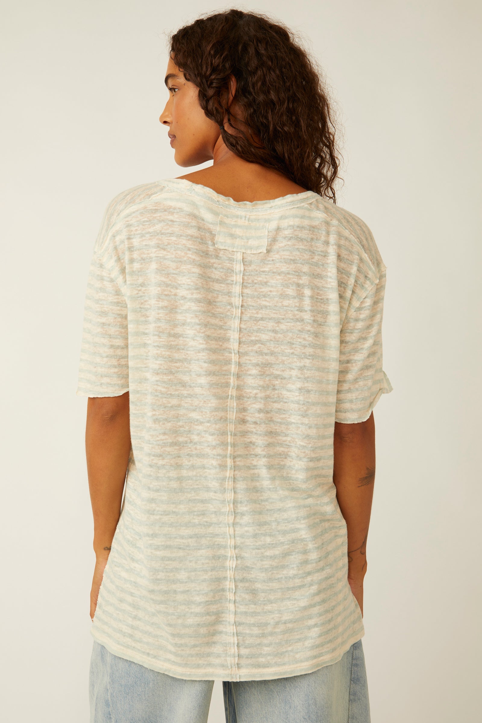 Free People All I Need Stripe Tee - Mineral Sea Combo by Harbour Thread
