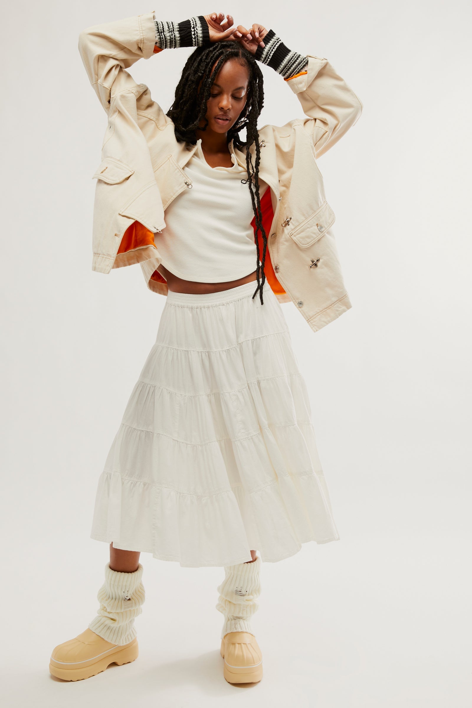 Free People Full Swing Midi Skirt - Ivory