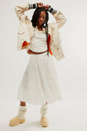 Free People Full Swing Midi Skirt - Ivory by Harbour Thread