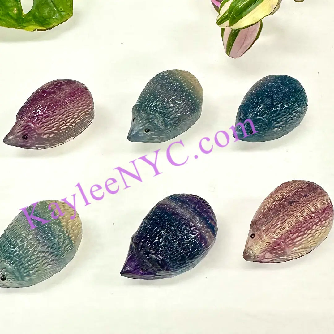 Natural Fluorite Hedgehogs Carving by Wild Lark