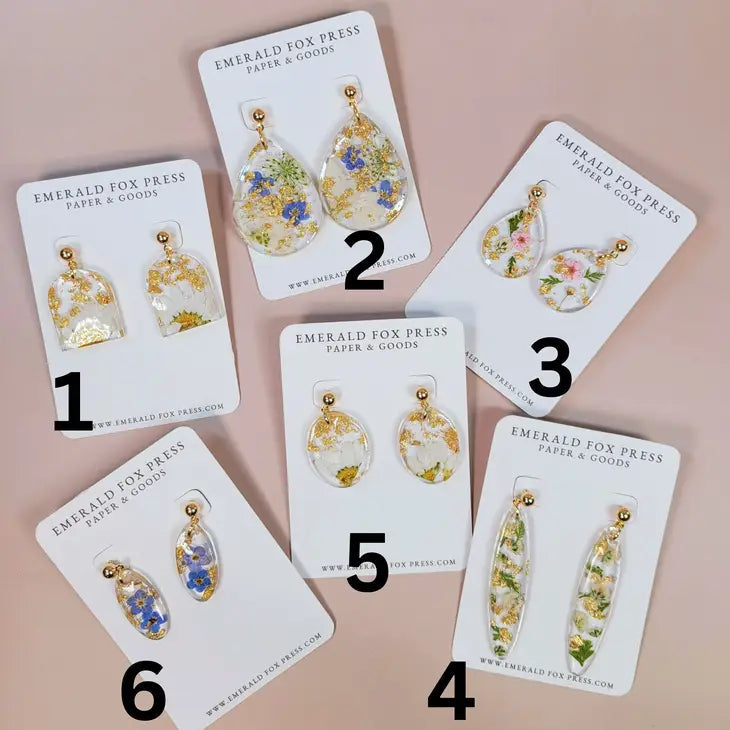 Uv Resin Earrings with Pressed Flowers - 3 by Wild Lark