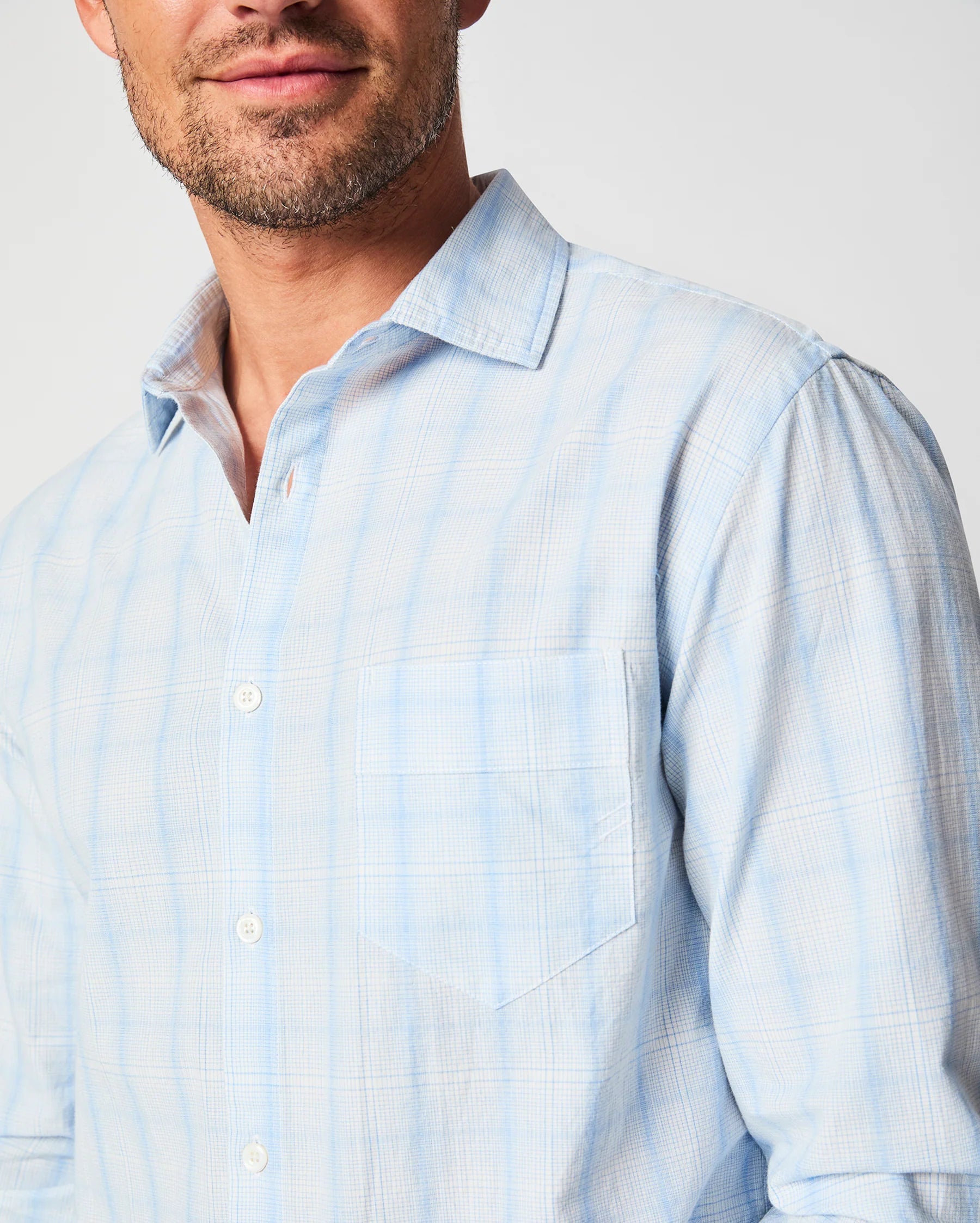 Billy Reid Line Plaid Pickwick Shirt - French Blue by Harbour Thread