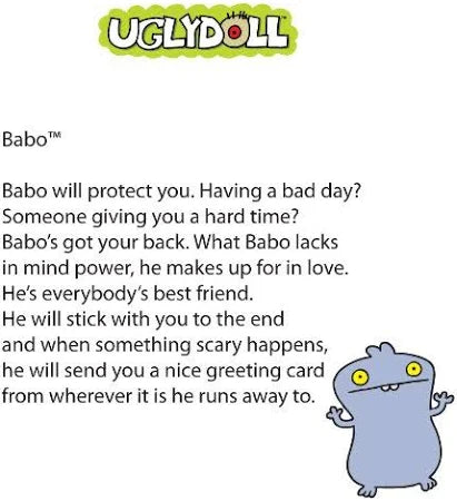 Uglydoll Plush Backpack Clip Babo 4.5" by Homeportonline