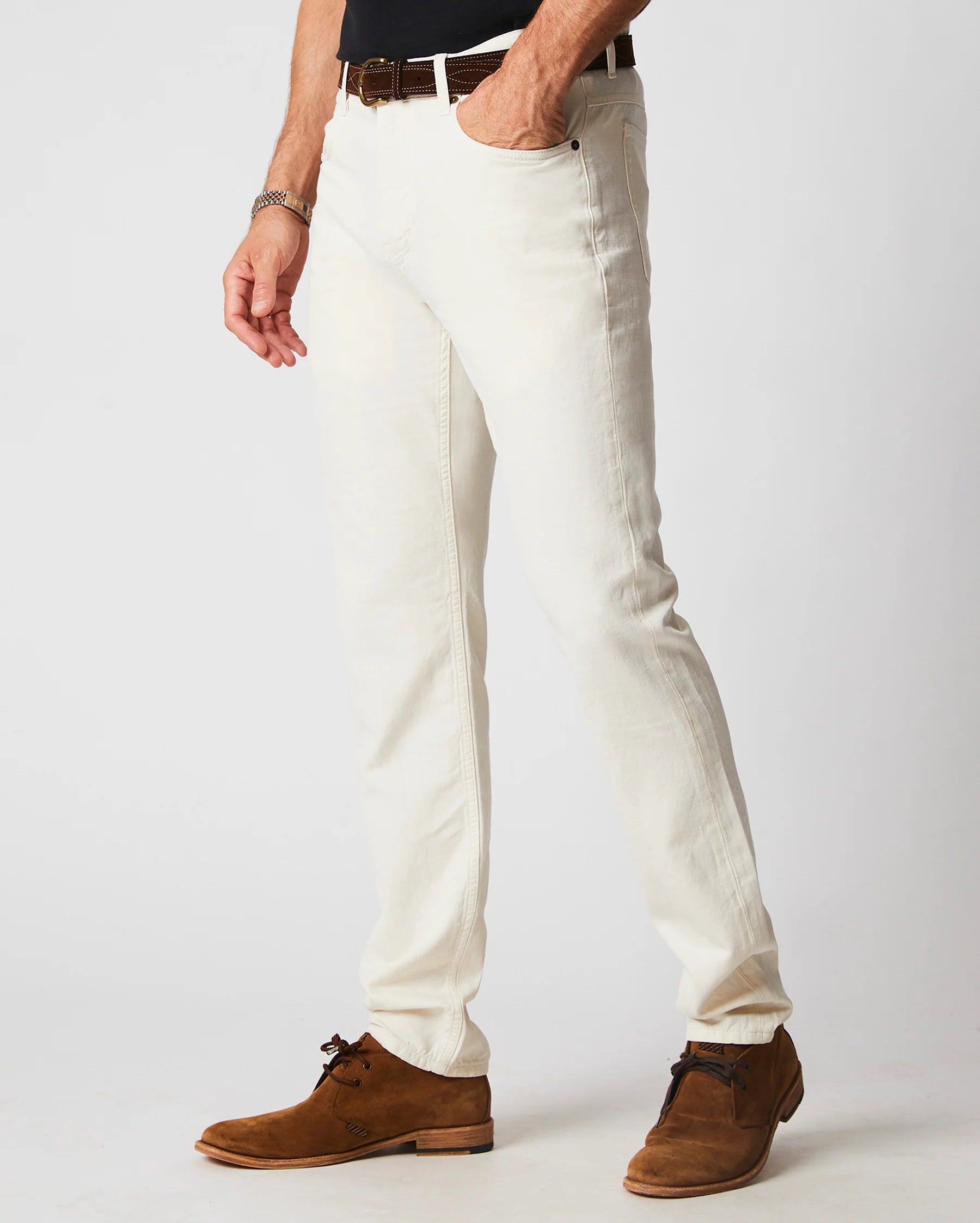 Billy Reid Cotton Linen 5 Pocket Pant - Eggshell by Harbour Thread