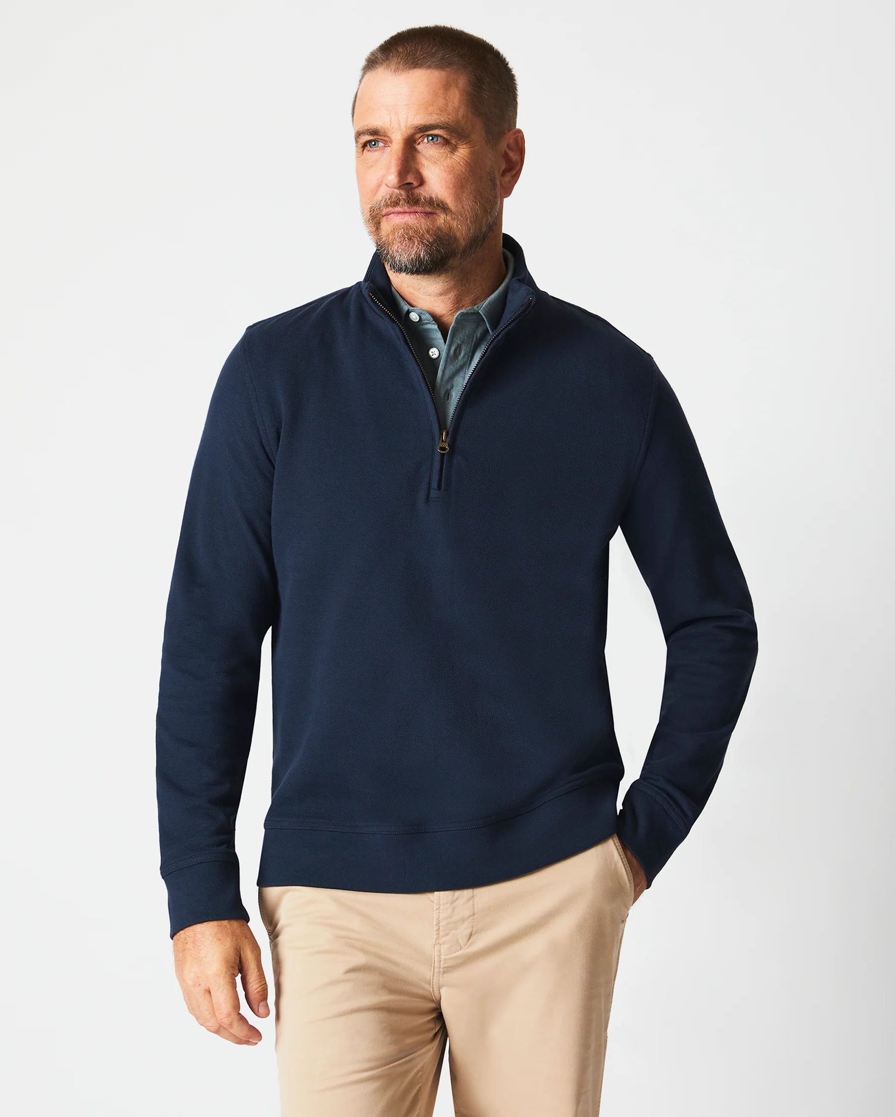 Billy Reid Cullman Half Zip - Navy by Harbour Thread