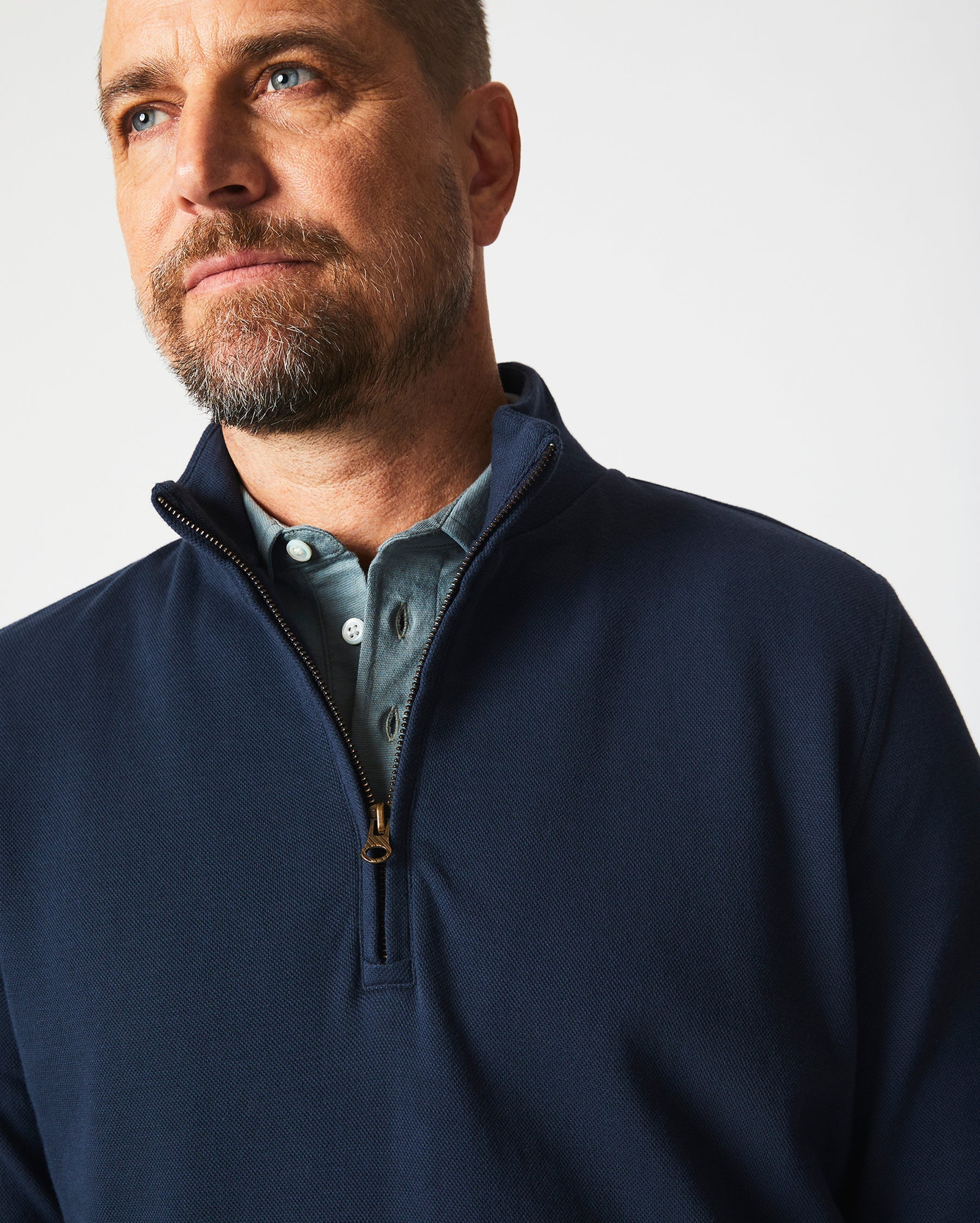 Billy Reid Cullman Half Zip - Navy by Harbour Thread