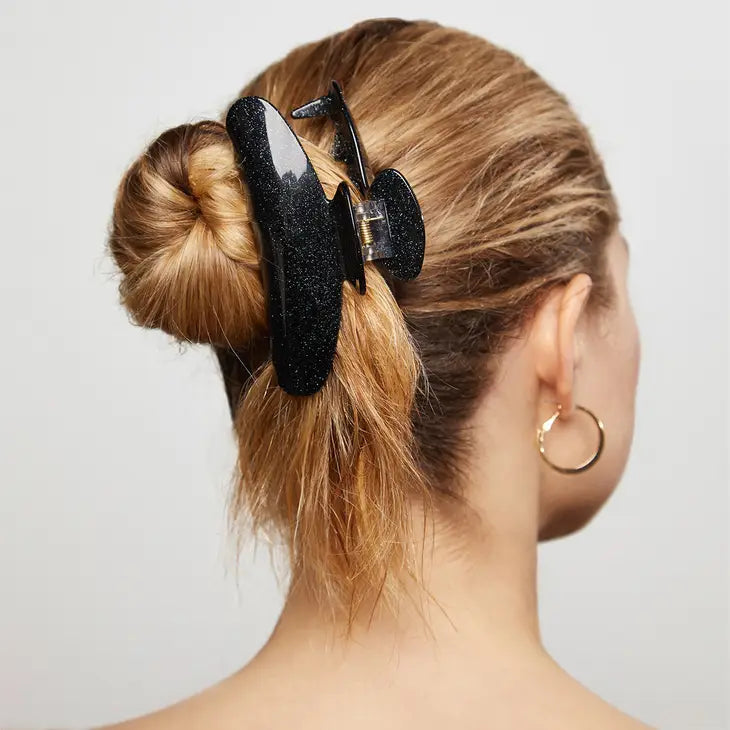 Recycled Plastic Claw Clip - Black Glitter by Wild Lark