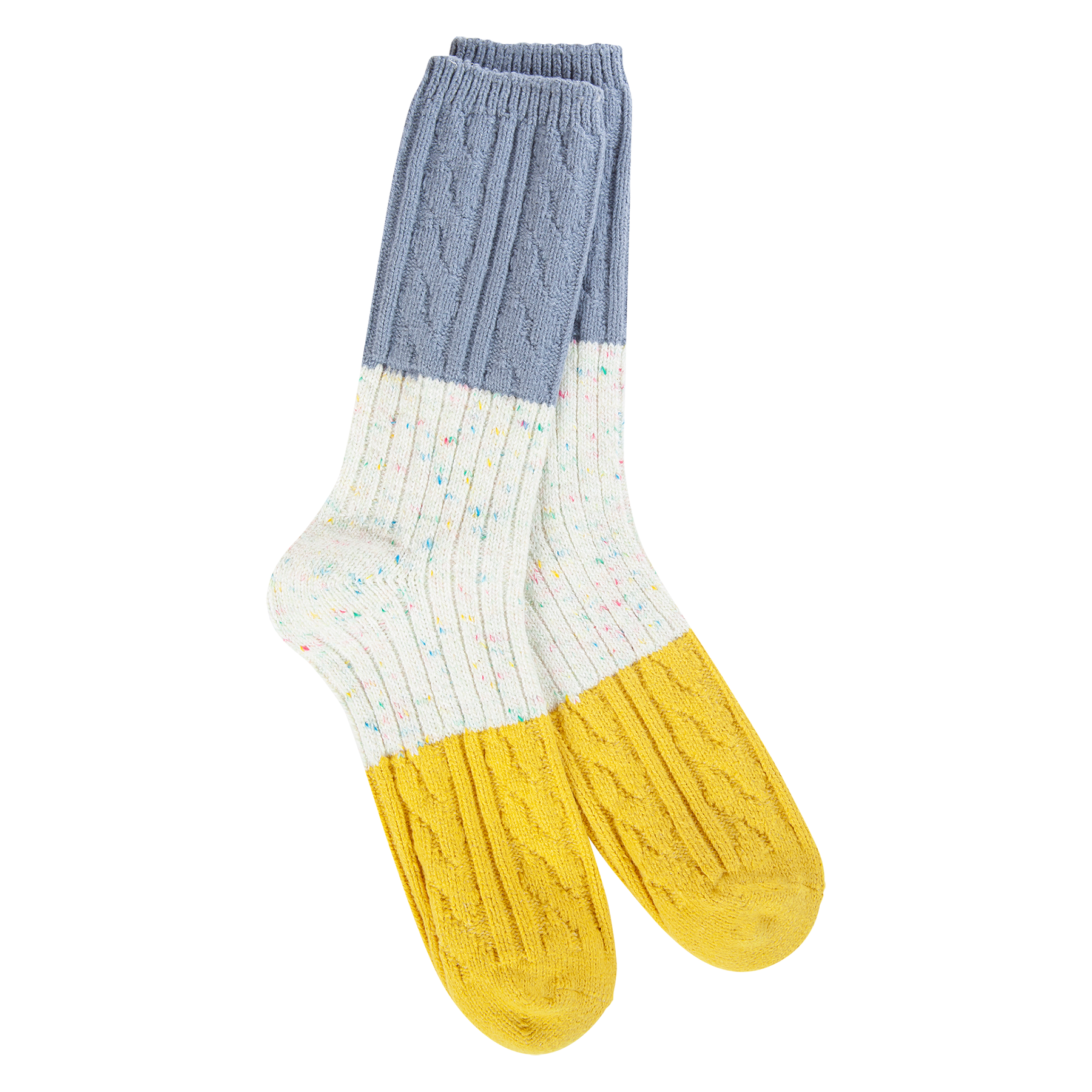 Socks - World's Softest Cable Crew Vanilla Multi Confetti by Homeportonline