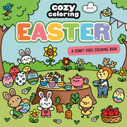 Cozy Coloring: Easter A Comfy Vibes Coloring Book for Adults and Kids: Simple, Relaxing Pages Featuring Bouncing Bunnies, Hidden Eggs, and Spring Flowers!