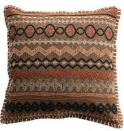 Pillow Cotton Embroidered Beige, Orange & Black 18" Square by Homeportonline