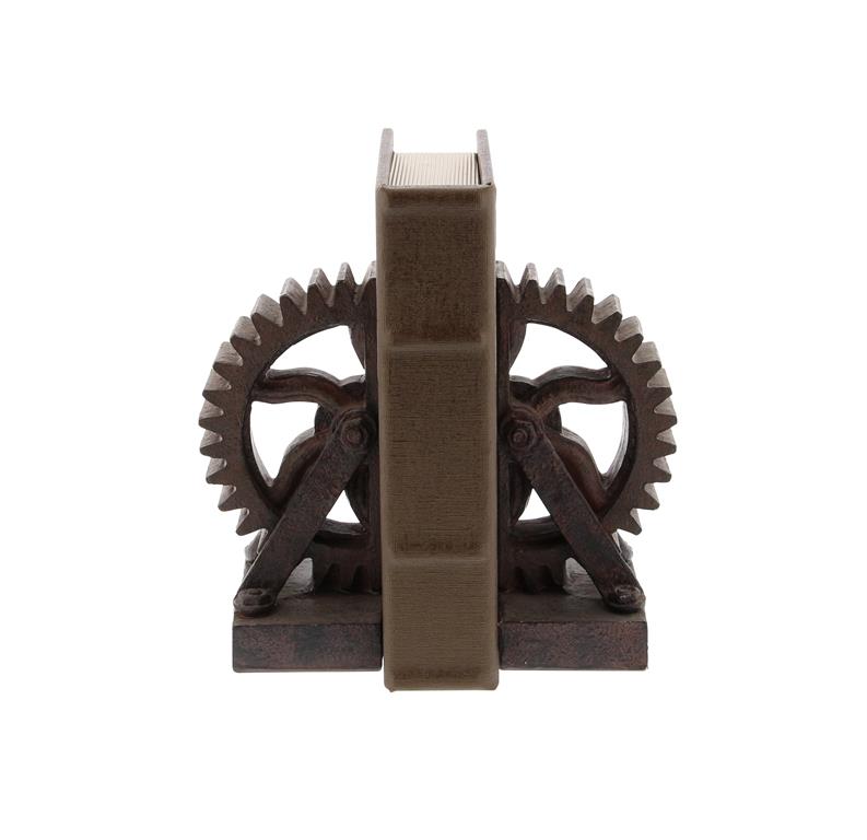 Bookends Gears Polystone Brown by Homeportonline