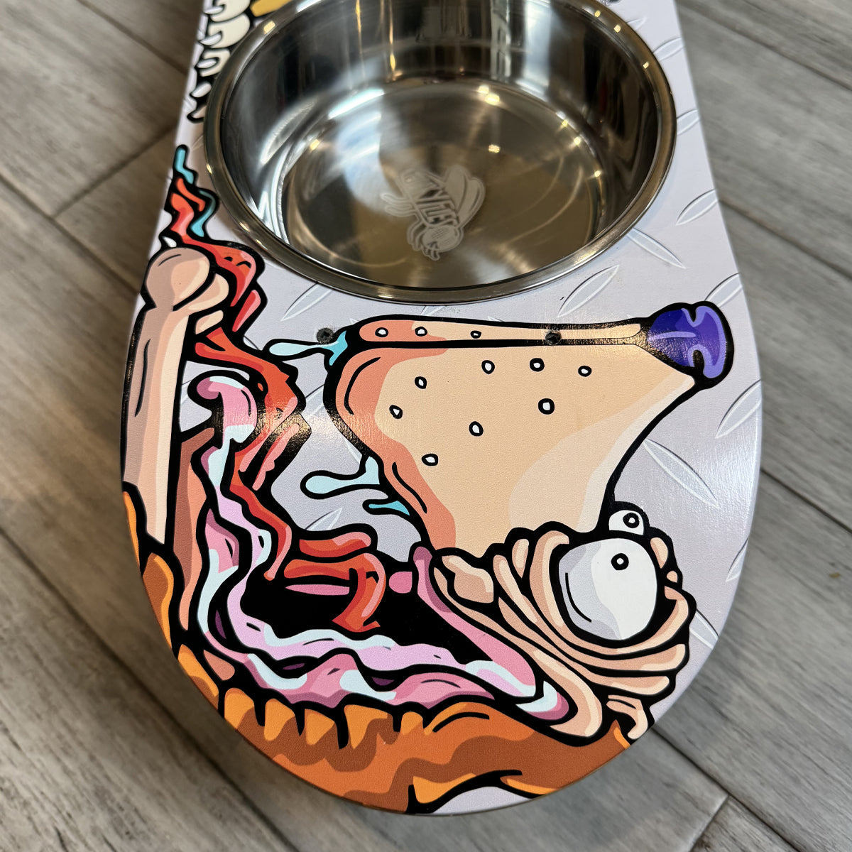 Fly Doggy - Elevated Skateboard Dog Feeding Stand with 2 Bowls