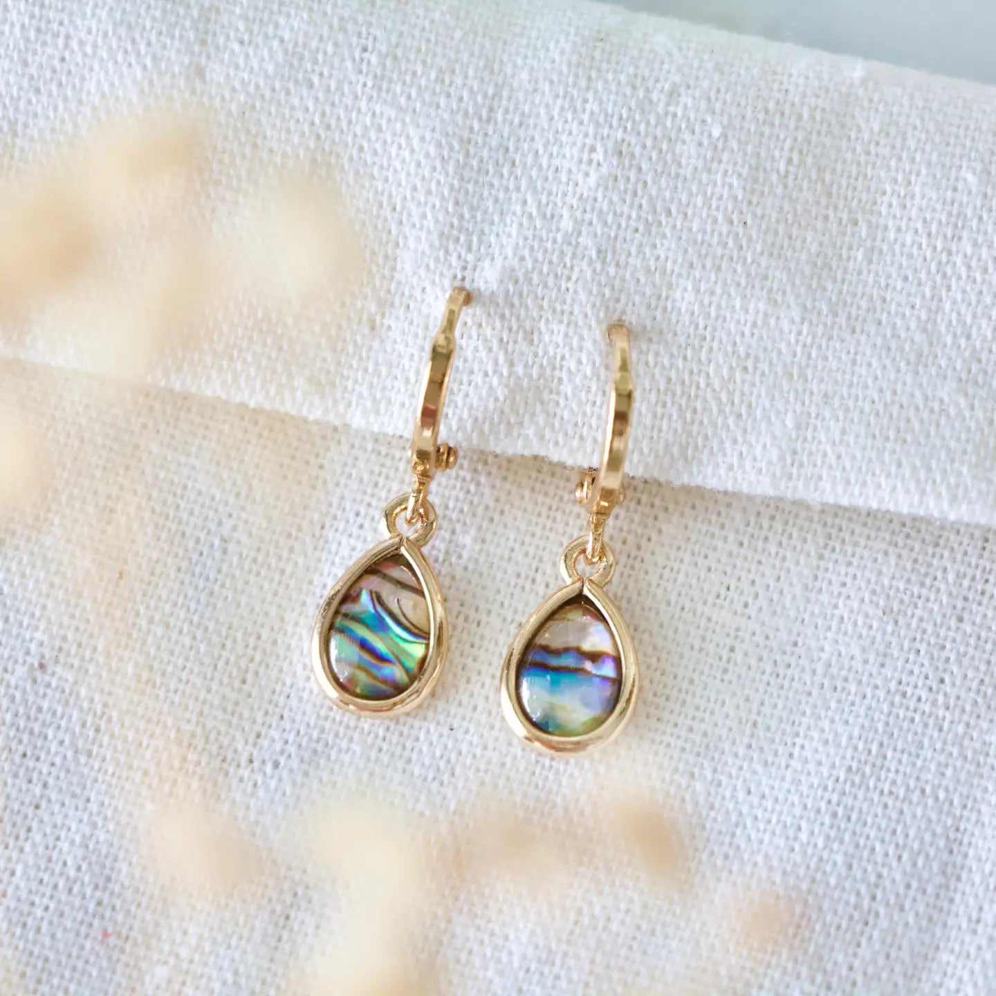 Mesa Blue Abalone Teardrop Huggie Earrings by Harbour Thread