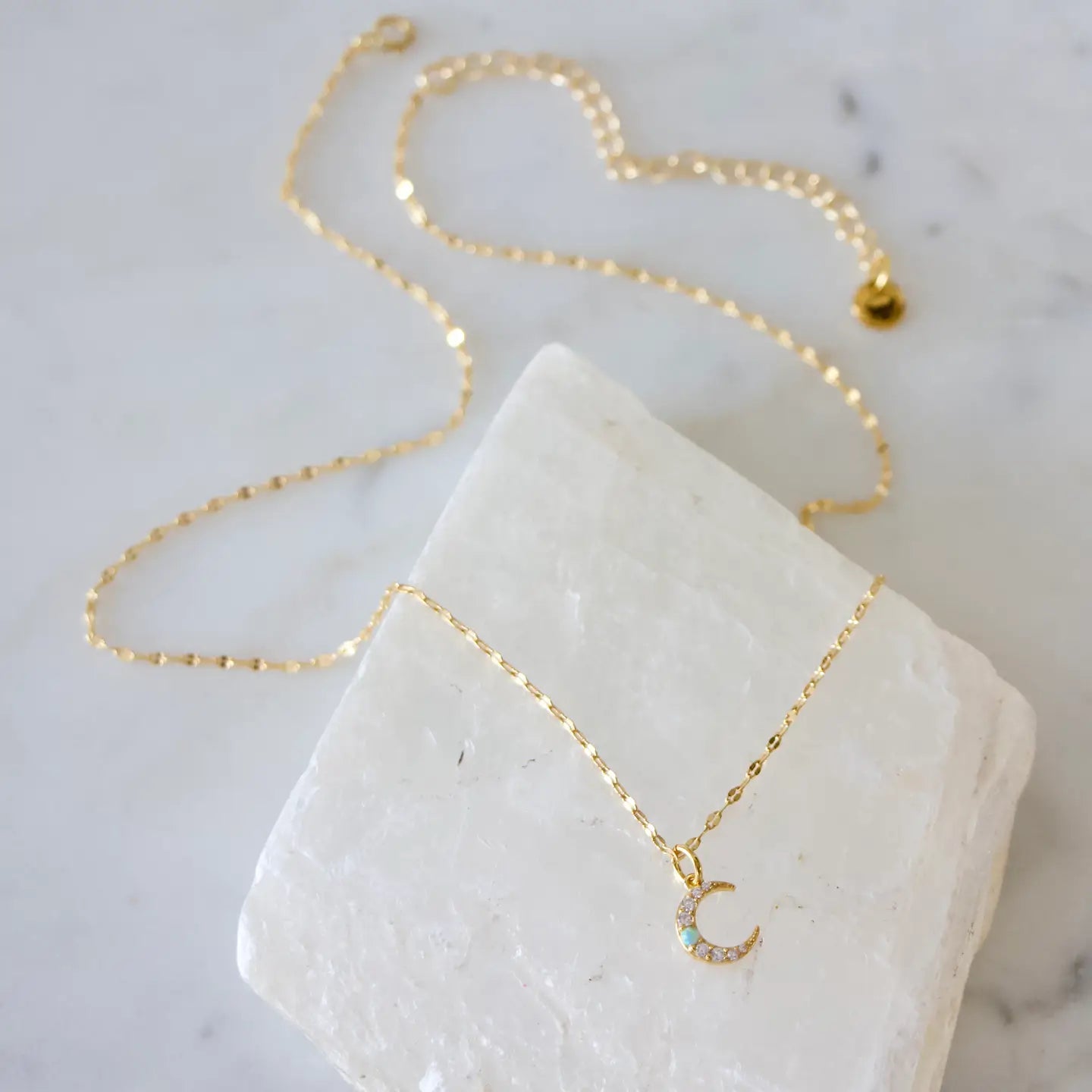 Mesa Blue Opal Moon Necklace by Harbour Thread