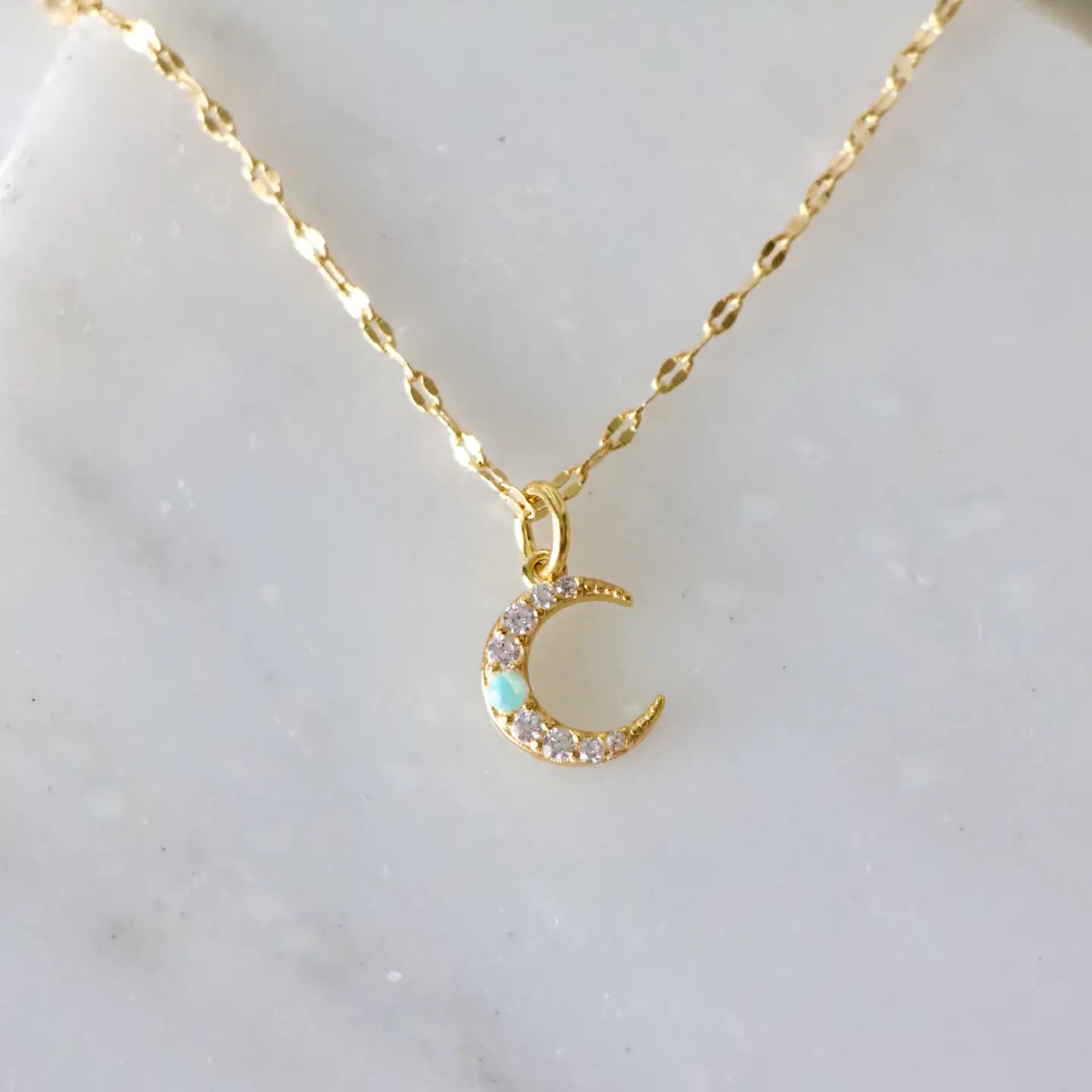 Mesa Blue Opal Moon Necklace by Harbour Thread