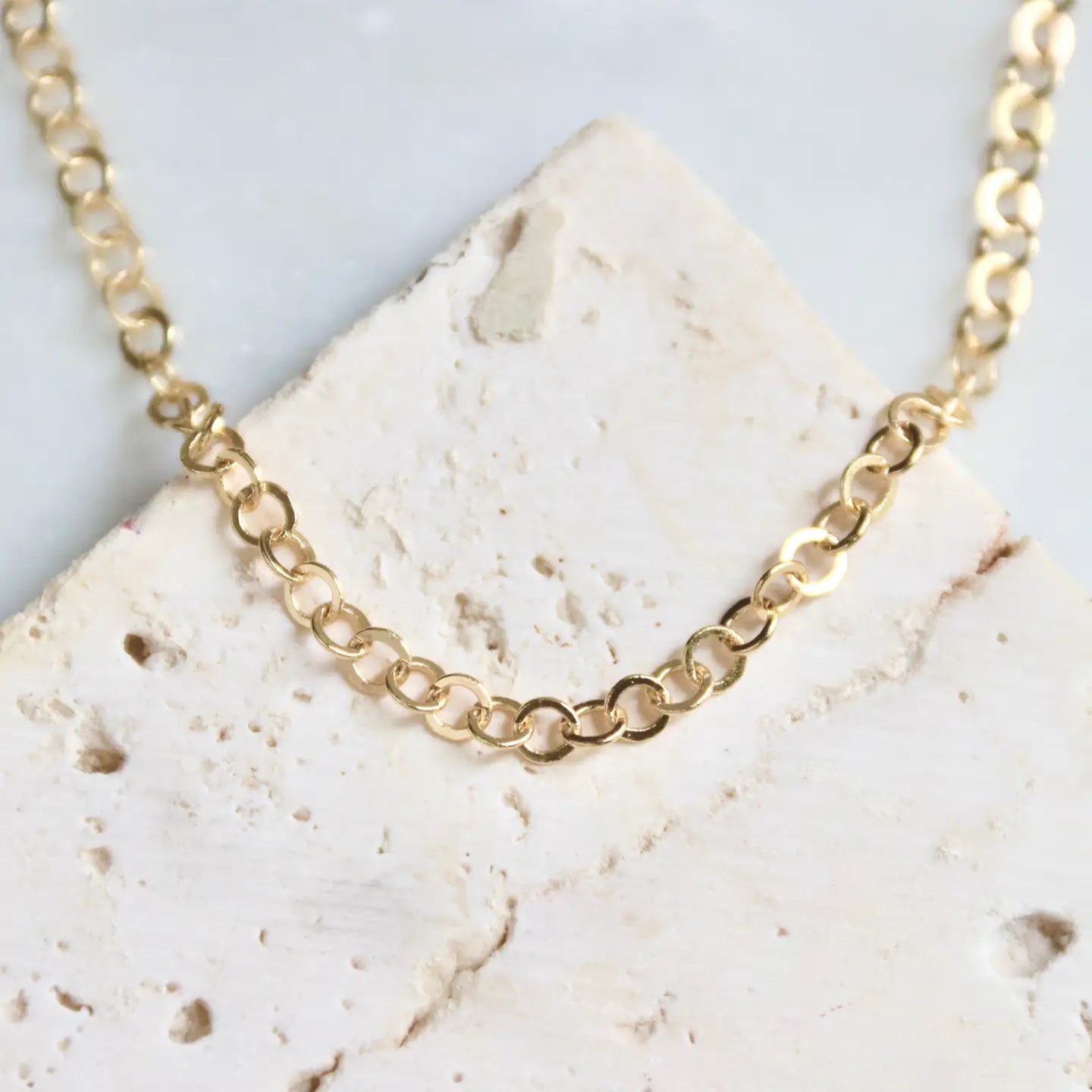 Mesa Blue Circle Chain Necklace by Harbour Thread